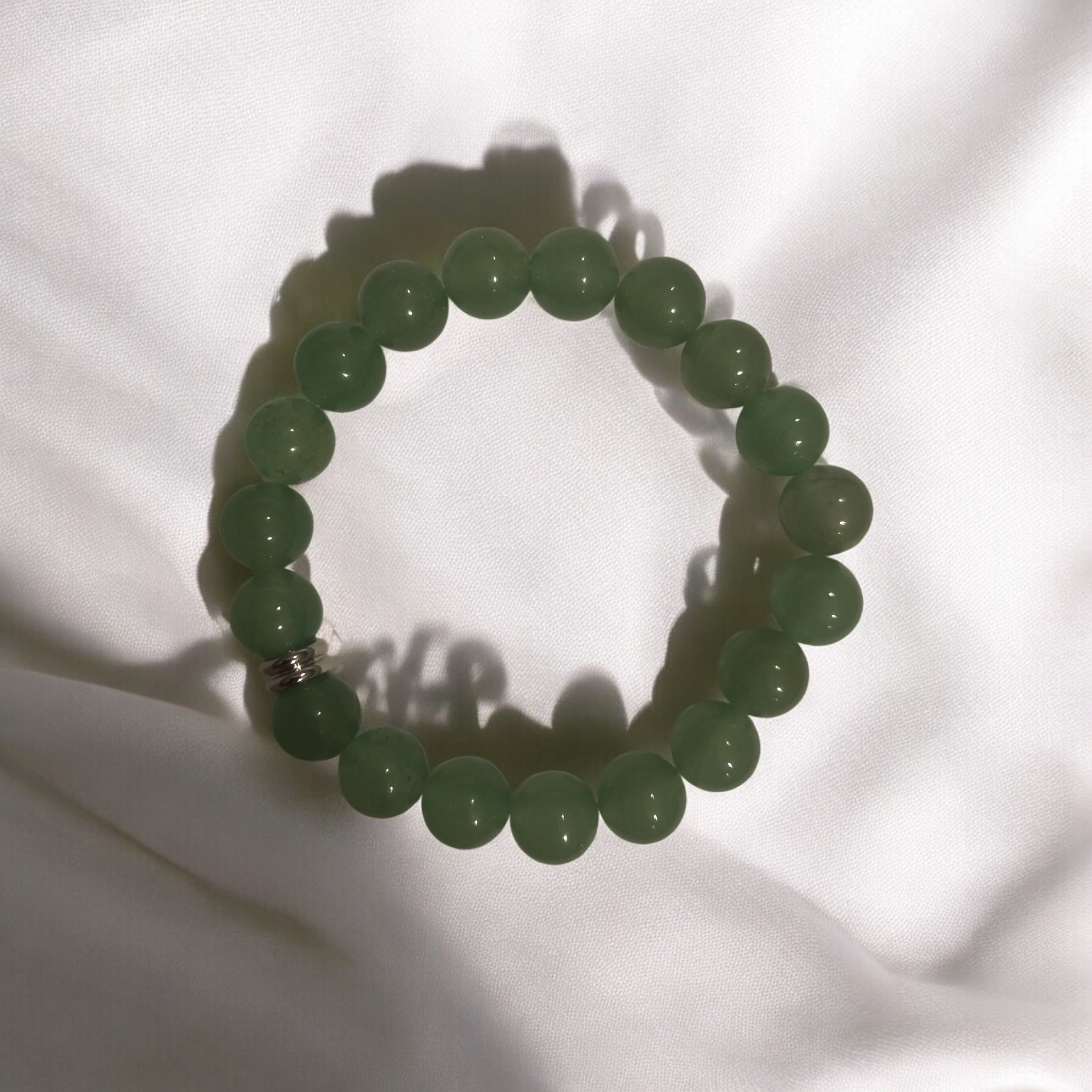 BRACELET BOULE 10MM AVENTURINE VERTE A
