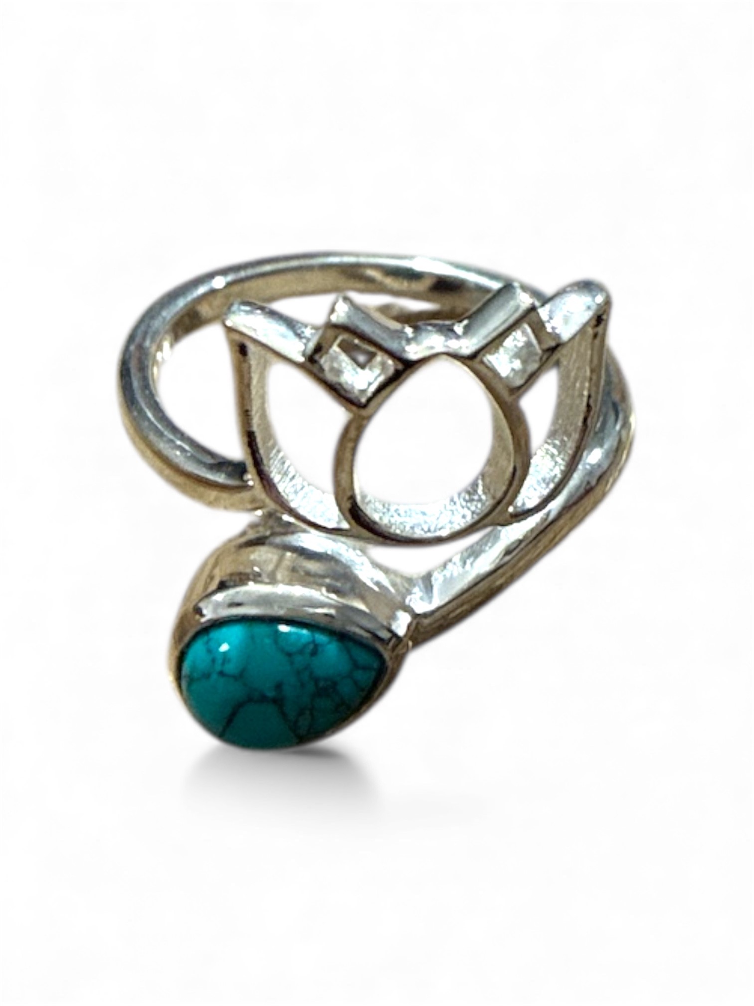 BAGUE ARGENT 925 RÉGLABLE TURQUOISE DE CHINE AAA – Image 2