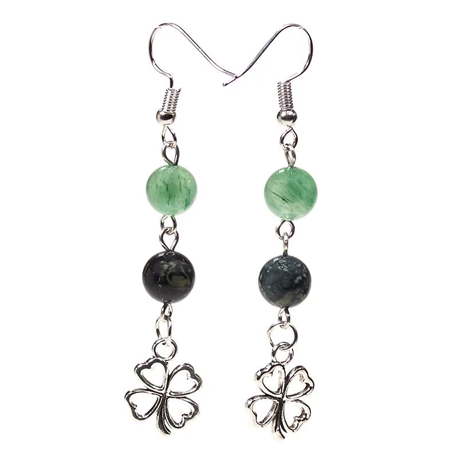 BOUCLES D'OREILLES JASPE/AVENTURINE TREFLE