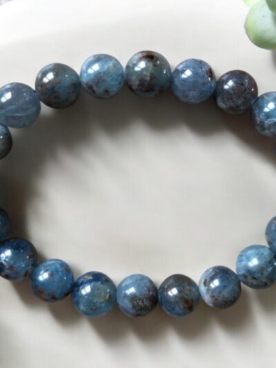 BRACELET BOULE 10MM CYANITE BLEUE NATURELLE FONCÉE AB
