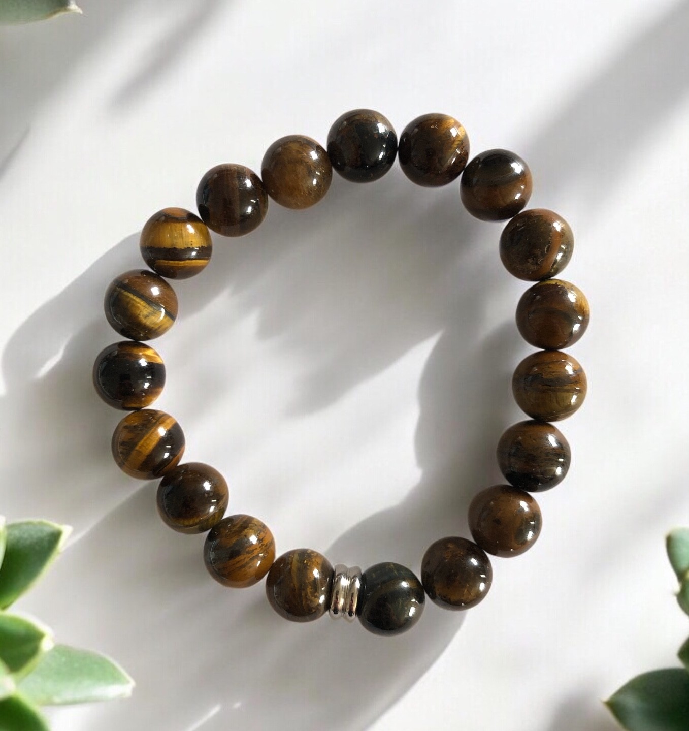 BRACELET BOULE 10MM OEIL DE TIGRE