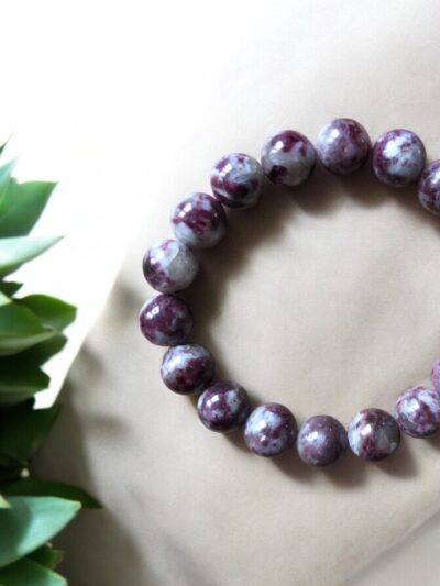 BRACELET BOULE 12MM TOURMALINE ROSE SUR QUARTZ A+ (11-12MM)