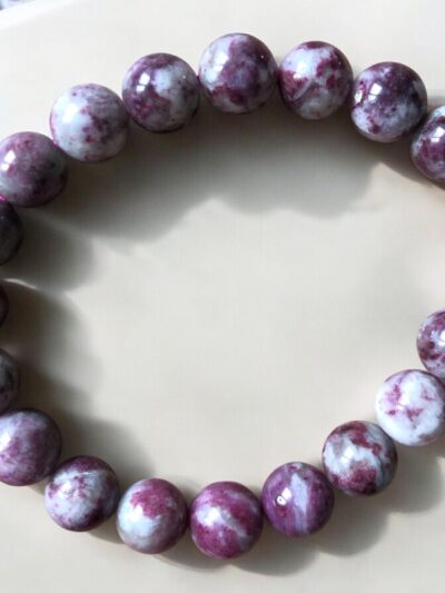 BRACELET BOULE 10MM TOURMALINE ROSE SUR QUARTZ A+ (10-11MM)