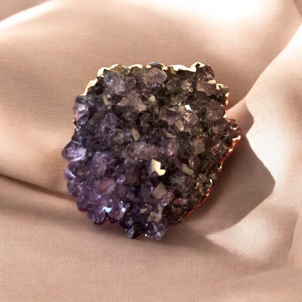 BAGUE AMETHYSTE PLAQUEE EN ARGENT – Image 2