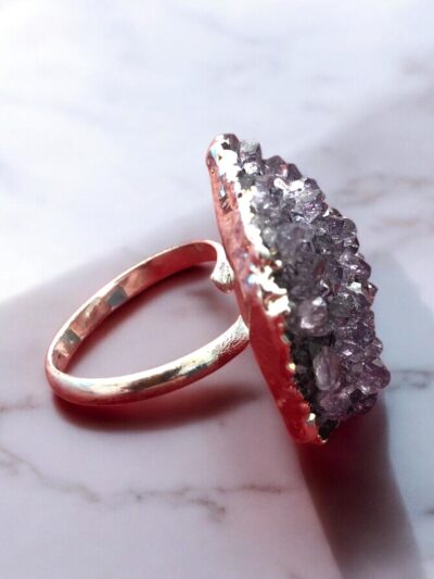 BAGUE AMETHYSTE PLAQUEE EN ARGENT