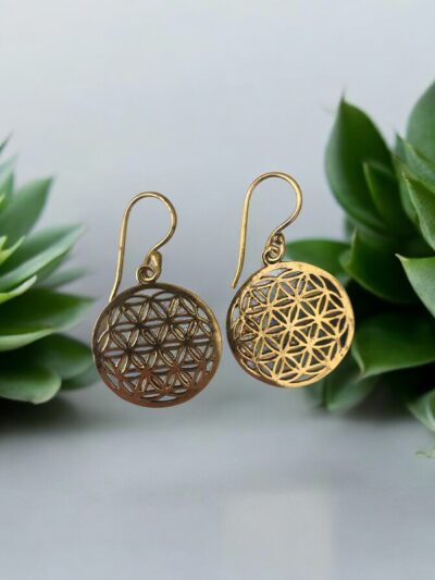 BOUCLES D'OREILLES FLEUR DE VIE EN LAITON