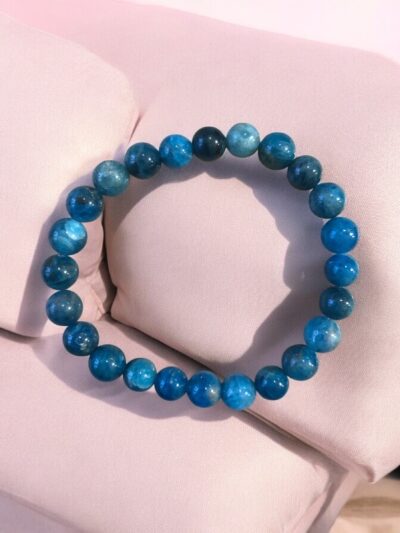BRACELET BOULE 08MM APATITE BLEUE A+