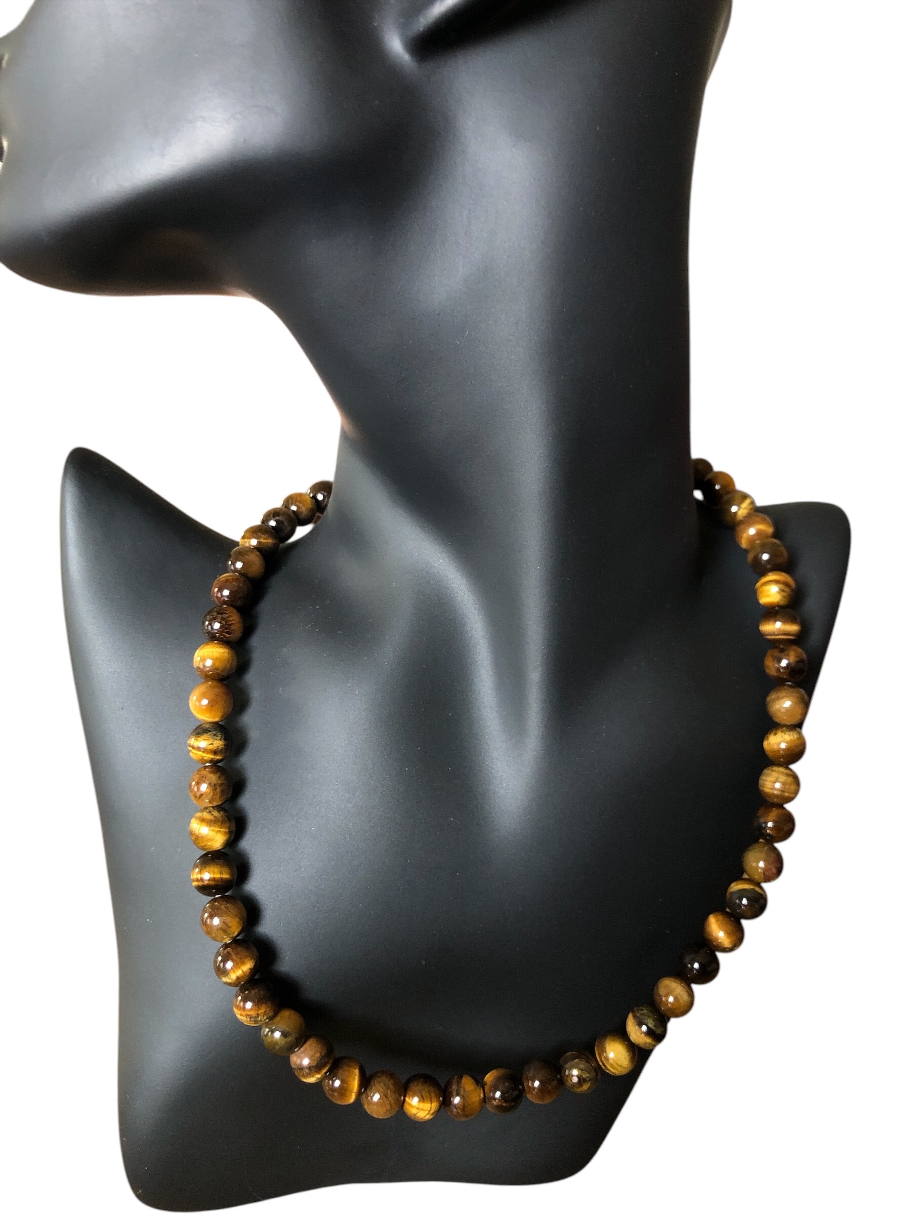 COLLIER BOULE 08MM OEIL DE TIGRE A