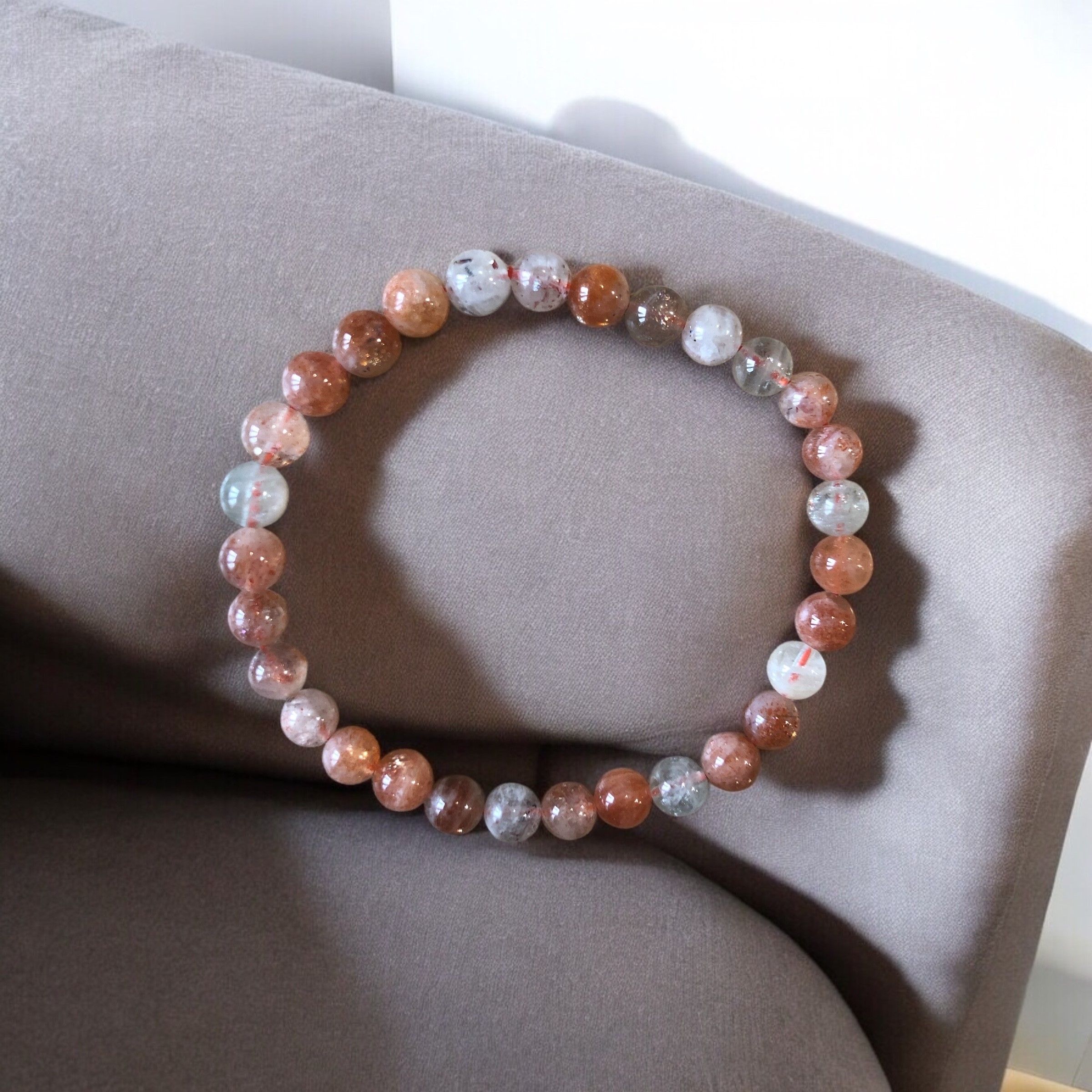 BRACELET BOULE 06MM PIERRE DE SOLEIL MULTICOLORE AA