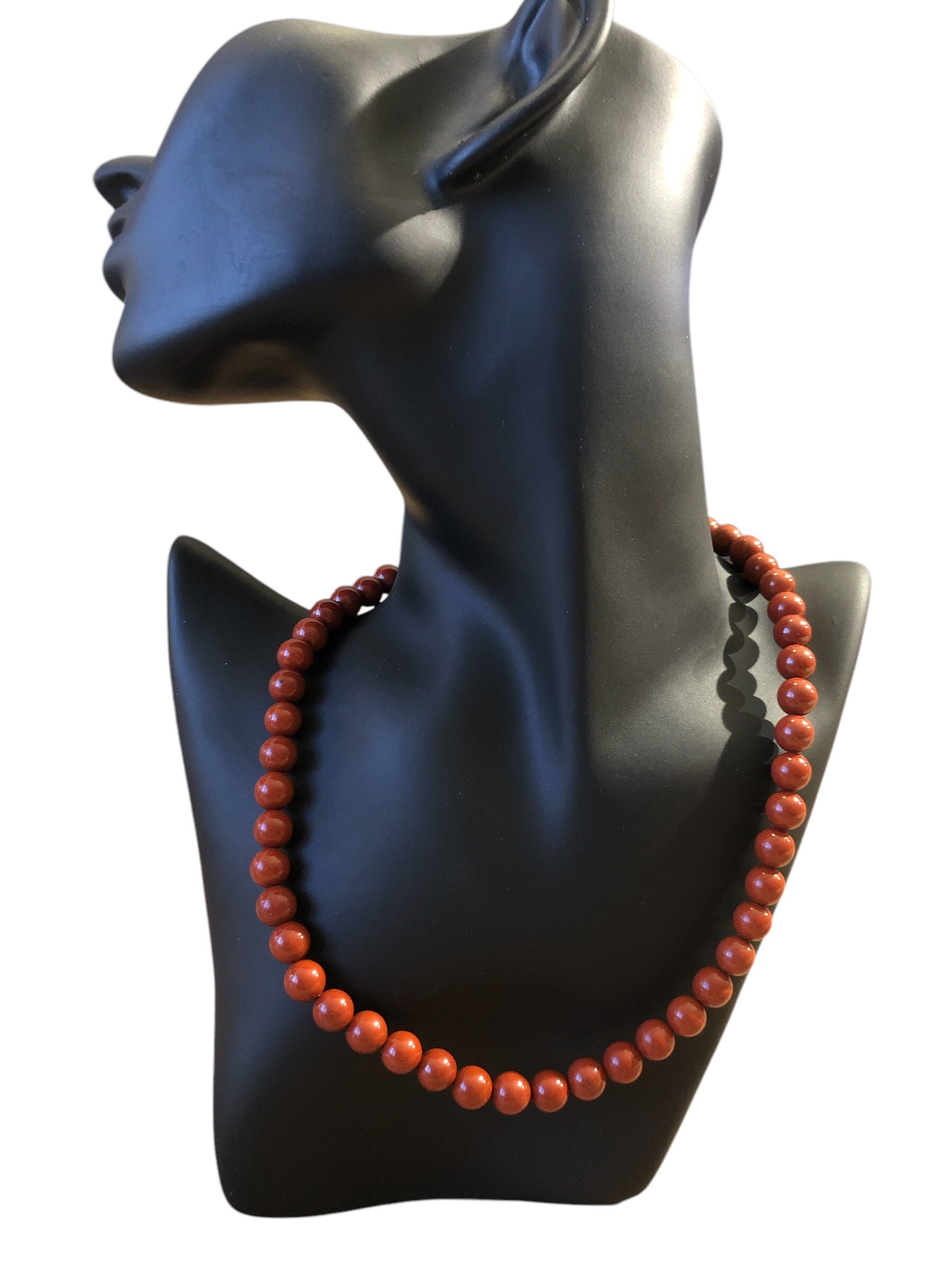 COLLIER BOULE 08MM JASPE ROUGE A
