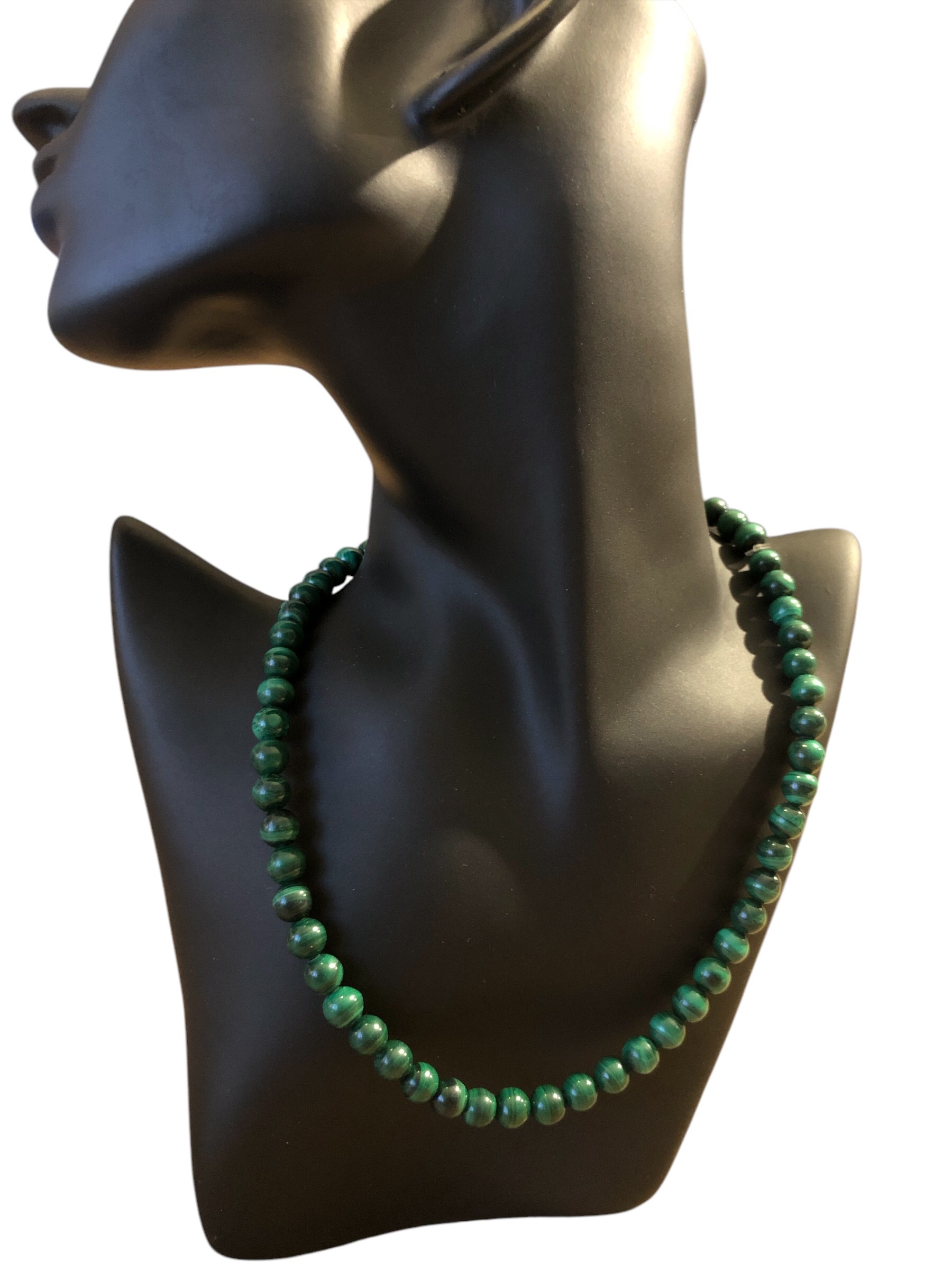 COLLIER BOULE 08MM MALACHITE AA