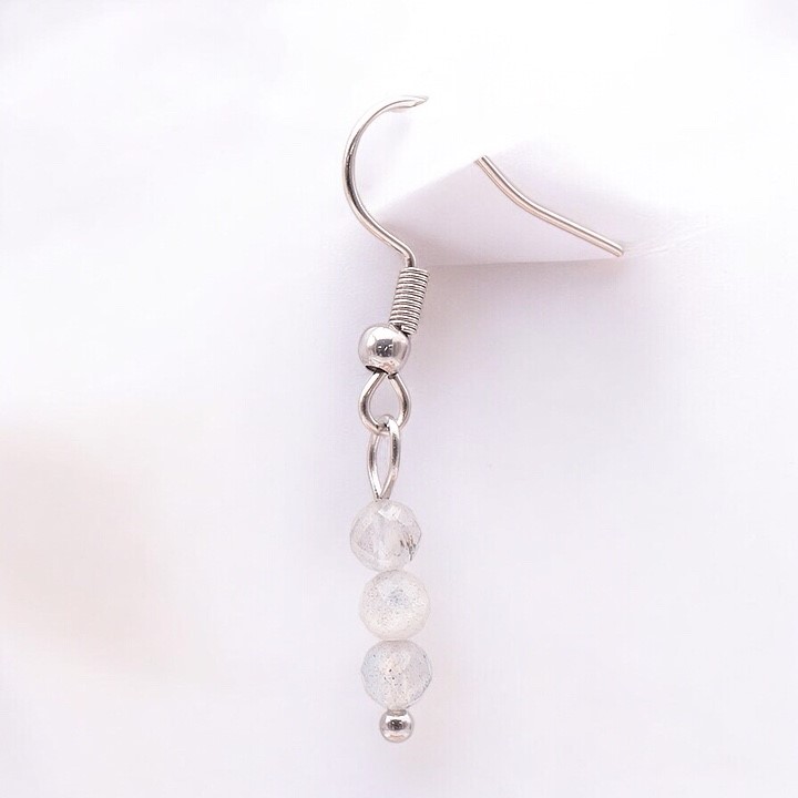 BOUCLE D'OREILLE BOULES FACETTÉES 04MM LABRADORITE A
