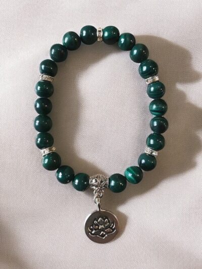 BRACELET BOULE 08MM MALACHITE FONCÉE AA