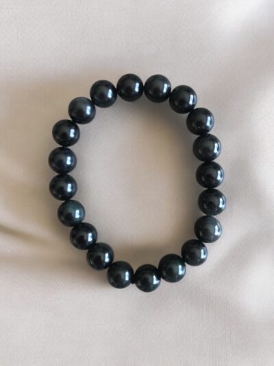 BRACELET BOULE 10MM OBSIDIENNE OEIL CÉLESTE A