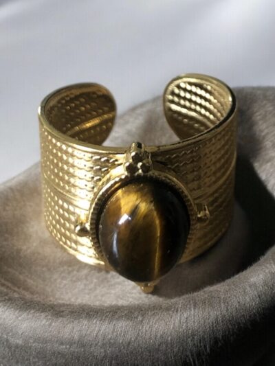 BAGUE OEIL DE TIGRE - ACIER INOXYDABLE