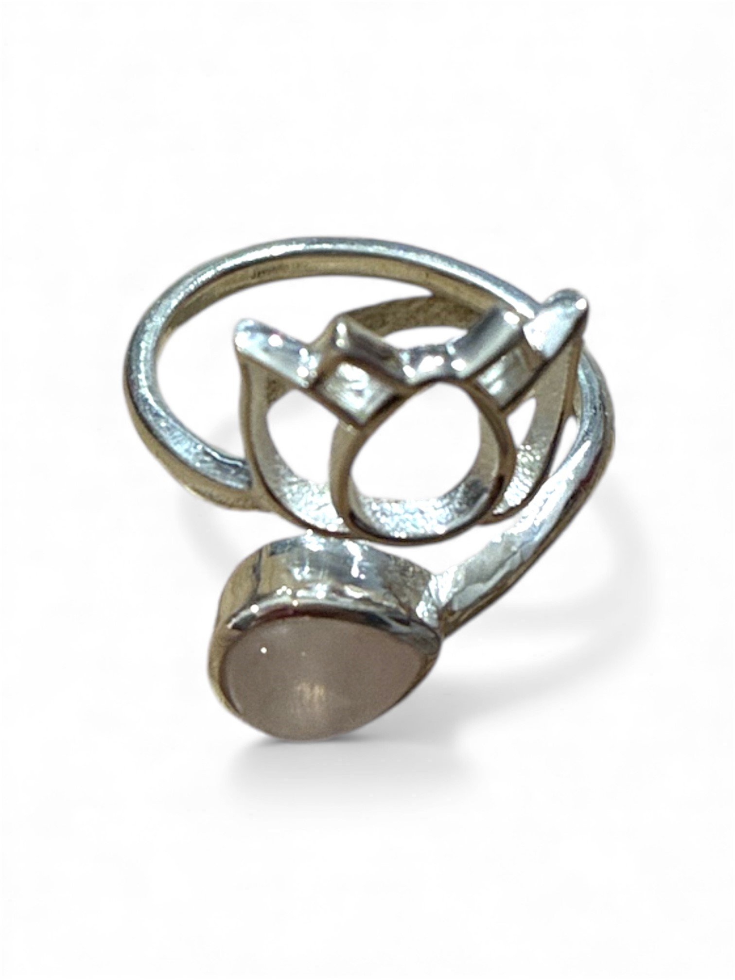 BAGUE ARGENT 925 QUARTZ ROSE MADAGASCAR AA