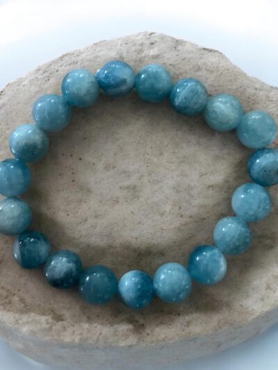 BRACELET BOULE 10MM AIGUE MARINE Namibie AA