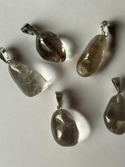 PENDENTIF PIERRE ROULÉE CRISTAL DE ROCHE FUMÉ A