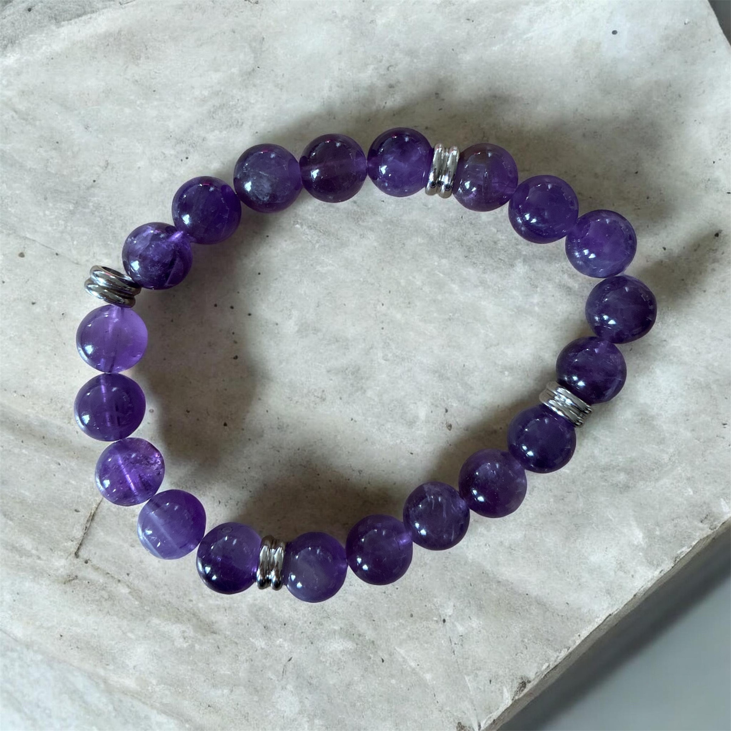 BRACELET BOULE 10MM AMÉTHYSTE BRÉSIL A