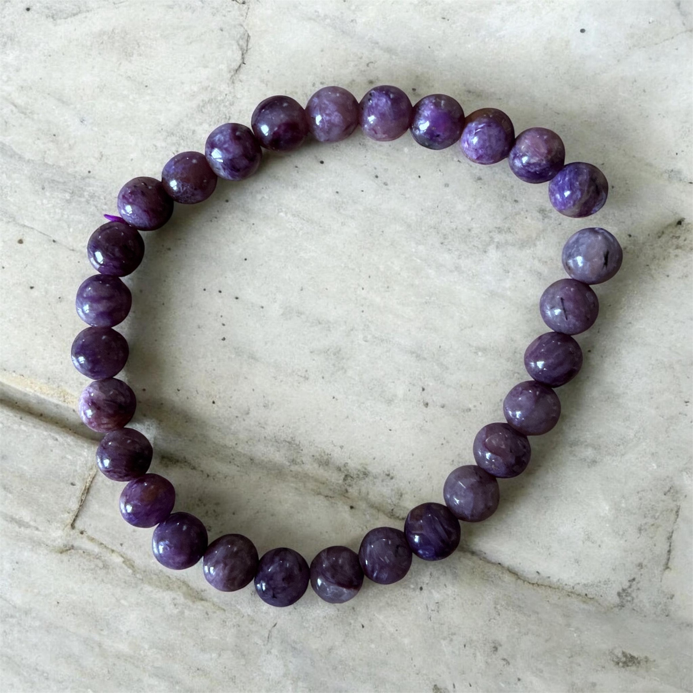 BRACELET BOULE 08MM CHAROÏTE AA
